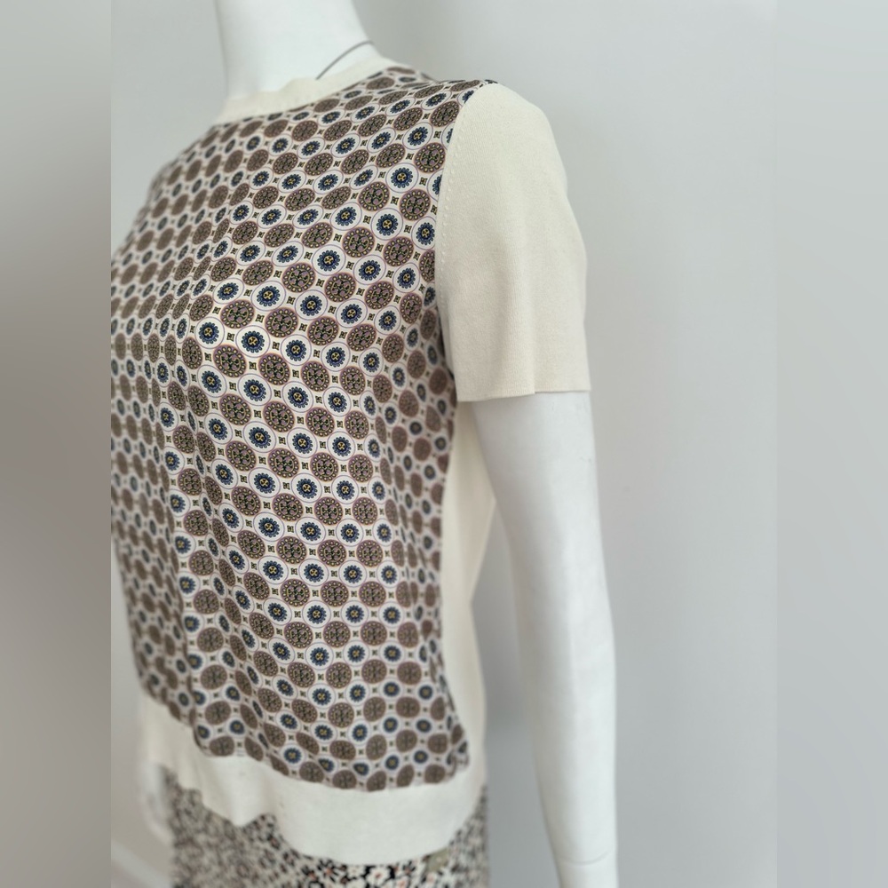 Tory Burch Womens Ivory Will Blouse Size M Top T-shirt Sweater Short Sleeves